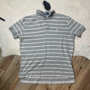 Polo by Ralph Lauren short-sleeve polo in grey and white horizontal stripes